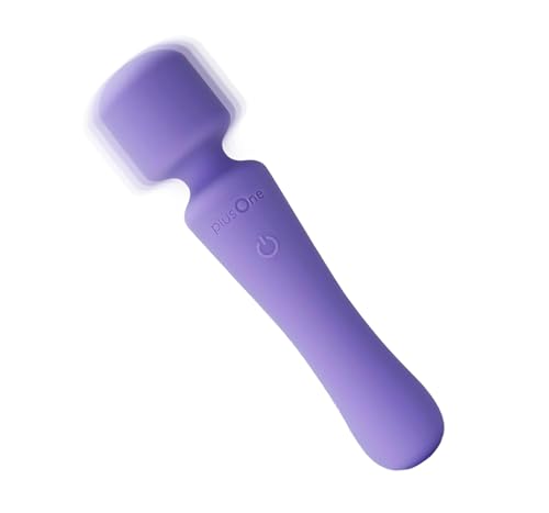 plusOne Therapeutic Wand Massager - Rechargeable, Waterproof Handheld Whole Body Massager with 10 Vibration Settings, Purple