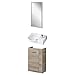 Produktbild FACKELMANN hellbraunes Badmöbel Set 3-TLG. Luxor Gäste WC hängend Keramikwaschbecken 45 cm & LED Badspiegel
