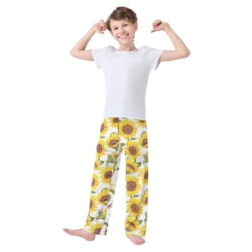 ZZKKO Sunflowers Butterflies Boys Pants for Kids Jogger Pants with Pockets S-XL2