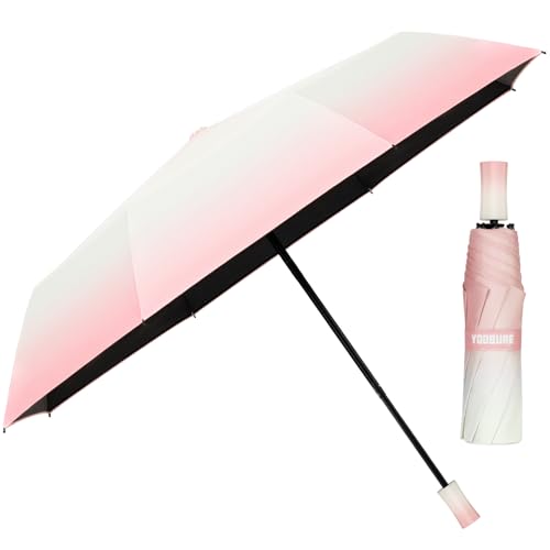 Yoobure Travel Umbrella, Windproof Compact Umbrellas for Rain, Colorful Sun UV Protection, Portable Small for Backpack, Folding UV Blocker for Walking, Lightweight, Strong