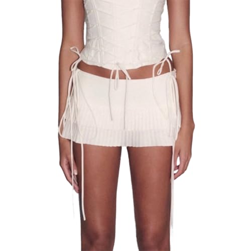 Women Pleated Mini Skirt 2025 Summer Going Out Lace Up Skirts Solid Color Layered Ruffle Short Skirts Streetwear2