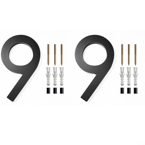 Filteilect Número de casa moderno flotante 3D en acrílico negro con para una fácil instalación para el hogar, oficina, villa y jardín, tamaño de 152 mm, con tornillos y mangas espaciadoras incluidas