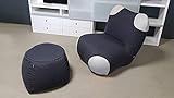 Sessel: B/H/T ca. 74/78/84 cm, Pouf: rund, Ø: ca. 55 cm, Höhe: ca. 37 cm