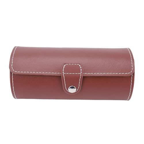 Yechiry Estuche Enrollable para Reloj, Organizador de Joyas de Viaje de Cuero PU con 3 Ranuras con Cierre a Presión, Organizador de Pulsera Compacto y Liviano, Caja Redonda para Reloj