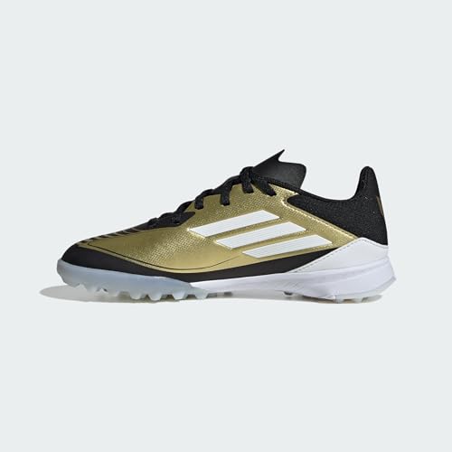 Adidas F50 Messi LEAGUE TF Futsal Shoes, Junior Kids, Boys and Girls, 6.7 - 9.6 inches (17 - 24.5 cm), Gold Metallic/Footwear White/Core Black (IG9277), 24.5 cm2