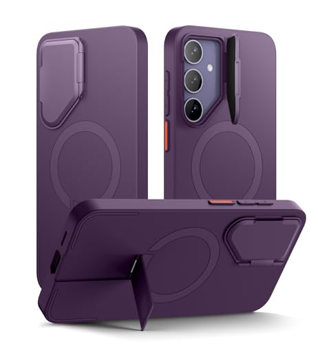 Image of SURITCH for Samsung Galaxy S24 Plus Phone Case, Magnetic Protective Cover with Camera Cover & Adjustable Metal Kickstand for Galaxy S24 Plus (2024)-Dark Purple
