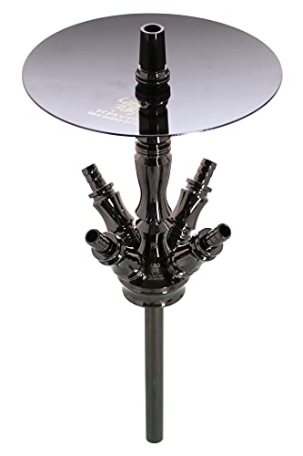 INOX Giza Shisha Set V2A Edelstahl Wasserpfeife 58cm 4 Anschlüsse mit Zubehör wie Schlauch Mundstück Kopf Zange… – Bild 7