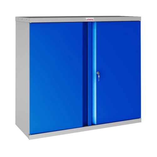 Phoenix SC Series SC1010GBK - Armario de papelería de 2 puertas y 1 estante, color azul con cerradura de llave