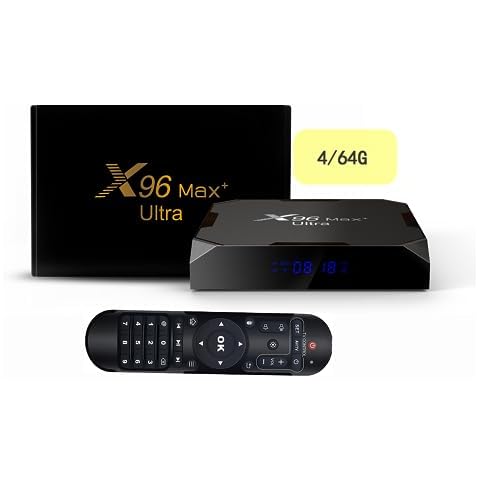 VTNIU X96 Max+ Ultra Set Top Box Amlogic S905X4 4/64GB Android R 8K HD TV Media Player 2.4G/5G WiFi and BT4.X with Learning Remote Control Support i8 Keyboard Cover
