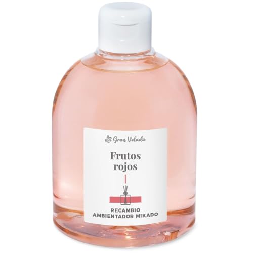 Gran Velada - Recambio Ambientador Mikado Frutos Rojos, Dulce y Afrutado. Ideal para Casa, Oficina y Coche. Rellena tus Ambientadores Fácilmente | Fragancia Intensa y Duradera | 500 ml
