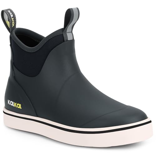 Image of Kalkal Women's Deck Boots, Waterproof Ankle Rain Boots Fishing Boots with High Traction, Women's Rubber Boots For Gardening Fishing Boating Camping