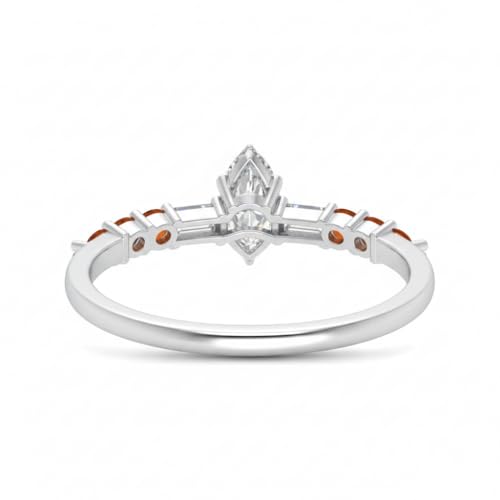 Image of 925 Sterling Silver Marquise Cut Simulated Diamond Vintage Classic Engagement Ring Wedding Band Matching Jewelry for Women, Promise Ring Set US Size 4-12