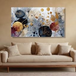 Tableau abstrait floral pour sublimer un mur de salon vide - 2