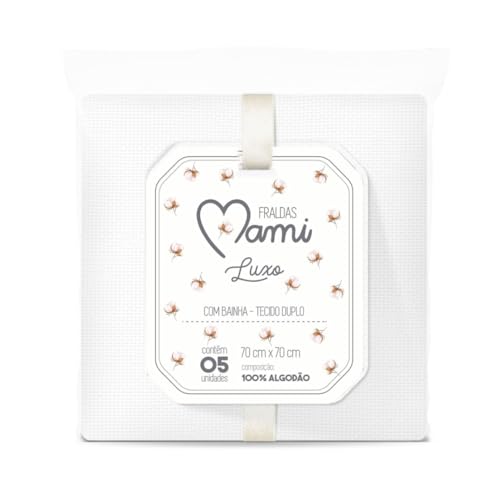 Papi Textil Fralda Luxo Mami c/Bainha Branca 68x68cm Contém 05 Un