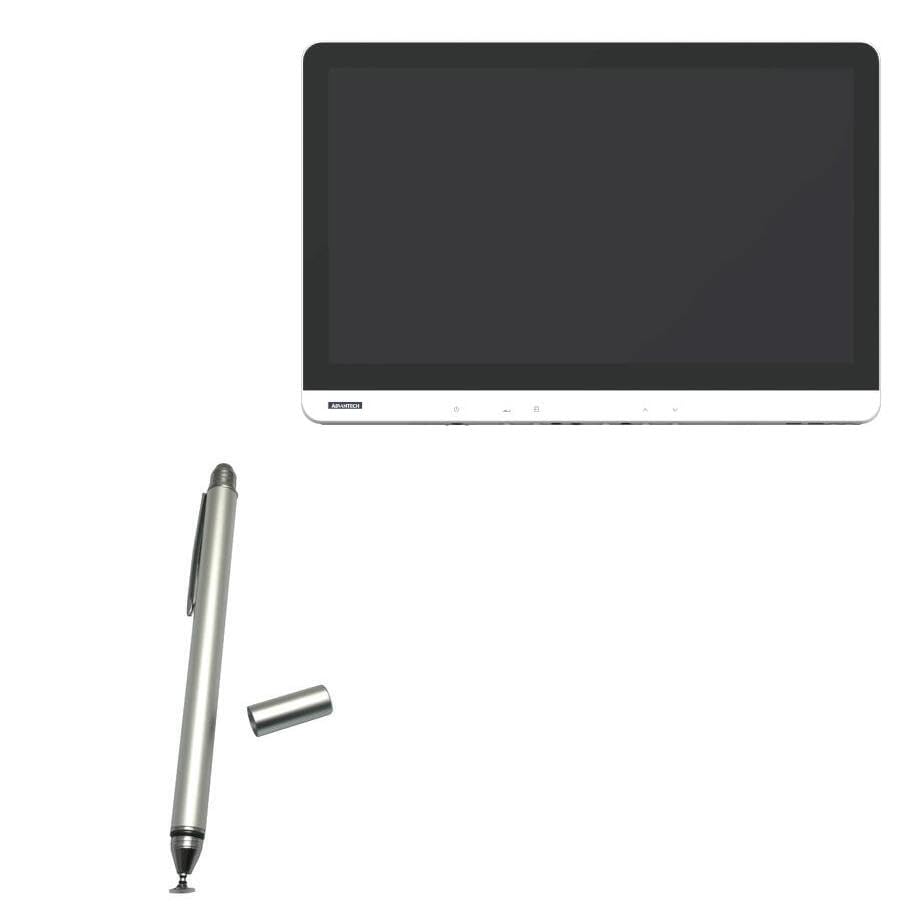 BoxWave Stylus Pen Compatible with Advantech PAX-124 - DualTip Capacitive Stylus, Fiber Tip Disc Tip Capacitive Stylus Pen - Metallic Silver