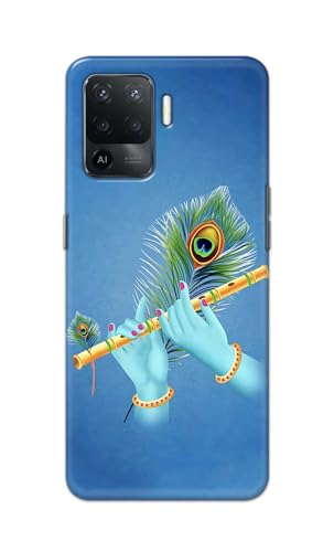 Image of PRINTFIDAA Printed Hard Back Cover Case for Oppo F19 Pro | Oppo A94 | Oppo Reno5 F | Reno 5 F Back Cover (Flute in Krishna Hands) -112