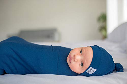 Image of Copper Pearl Baby Beanie Hat Top Knot Stretchy Soft River