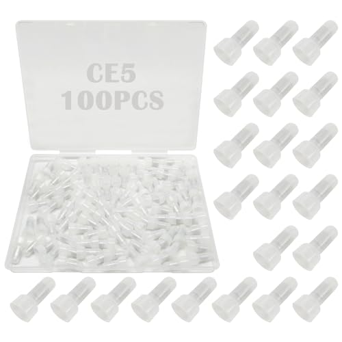 Tugermoola 100PCS Closed End Wire Crimp Terminal Connectors 12-10AWG Nylon Wire Crimps Caps Termination CE5