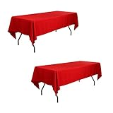 Waysle 60 x 102 Inch Rectangular Polyester Tablecloth, Red Washable Table Cloth for 6 Foot Table - P