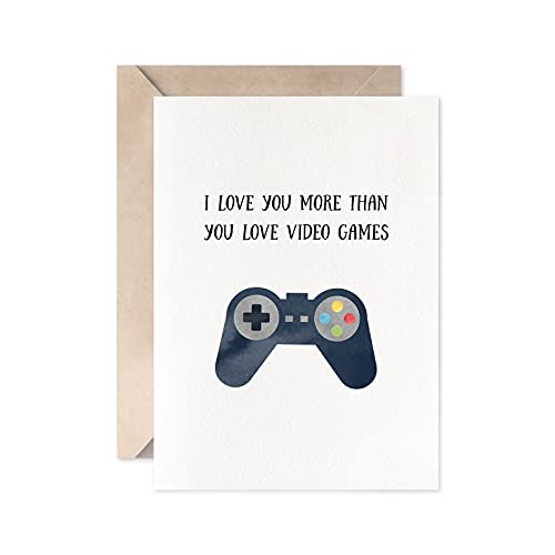 MAGJUCHE I Love You More Than Game Card, Gamer Anniversary Valentine's Day Card