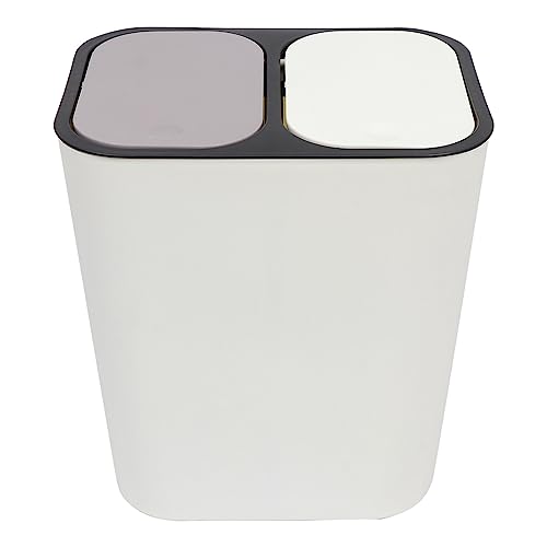 Caneca de basura rectangular de doble compartimento blanca