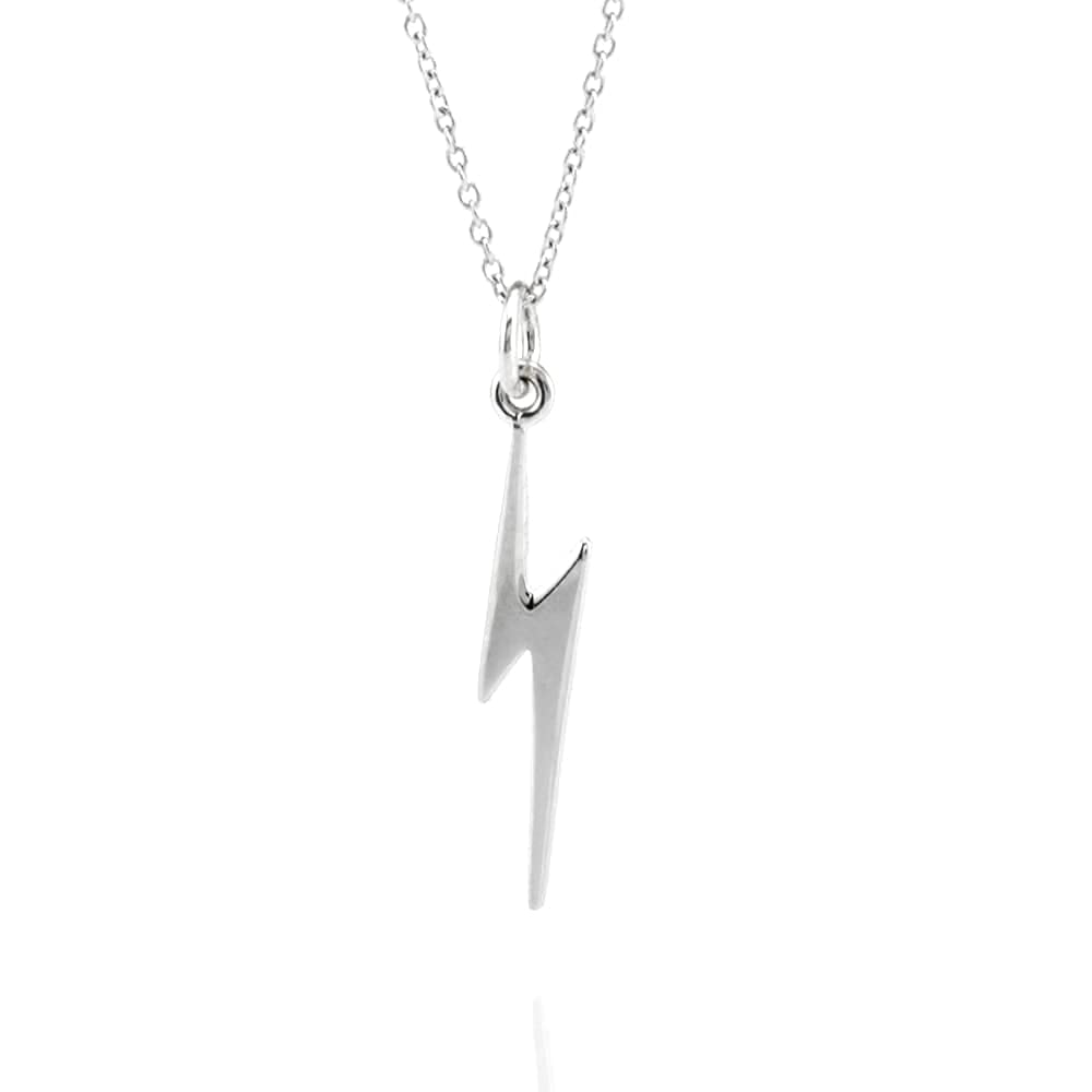 Sterling Silver Tiny Lightning Bolt Charm Necklace, 18"