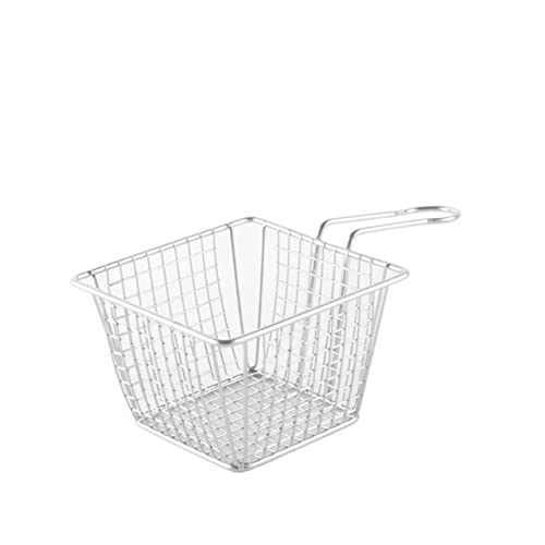 Cestello per friggere in acciaio inox, resistente filtro a rete e cucchiaio filtrante per patatine fritte e snack croccanti, ideale per ristoranti e cucina domestica