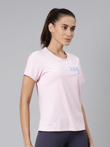 Image of XTEP Comfort Technology (3 Dimensional Shape - Keeps The Cloths Straight), Running Series, Short Sleeve, Slim Fit, Polyamide & Elastane, Twill Weave, Slim Fit Running T-Shirt Women (Light Pink)