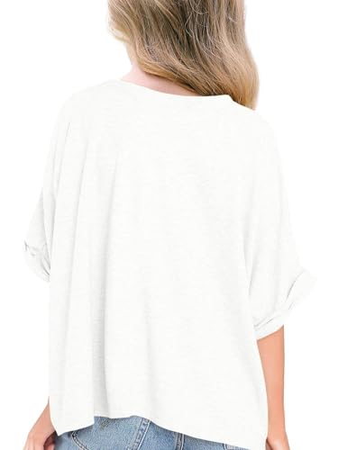 Haloumoning Girls Oversized T-Shirts Short Sleeve Crewneck Summer Casual Loose Tops Tees2