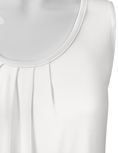 Eimin Women's Pleated Scoop Neck Sleeveless Stretch Basic Soft Tank Top Ivory 1Xl #TOP3