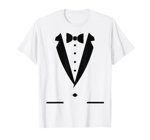 Tuxedo Tshirt White with Bow Tie Suit Funny Men Women...