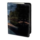 Moonlit Canoe Allagash River Print - Funda para pasaporte de 5.5 pulgadas, bonita funda para pasaporte, cartera de viaje con ranuras para tarjetas de crédito