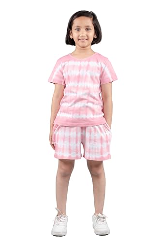 Image of Tweeny Mini Girls Cotton Night Suit | Sleepwear | Nightwear | Tie & Dye Summer Loungewear with Top and Shorts for Kids Girl (Pure Cotton)