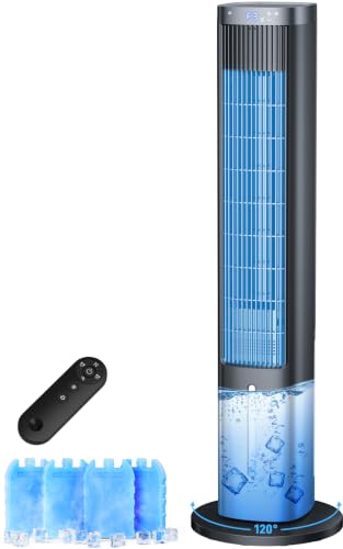 Image of Windowless Portable Air Conditioner w / 5 Mode&3 Speed, 12H Timer, 120 Oscillating Evaporative Air Cooler, LCD Touch Control & 28FT Remote, 4L Water Tank Swamp Cooler Air Conditioner for Room
