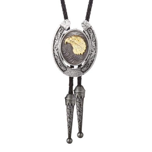 Image of HUABOLA CALYN Bolo Tie for Men- Western Cowboy Native American Golden Horse Bolo Tie