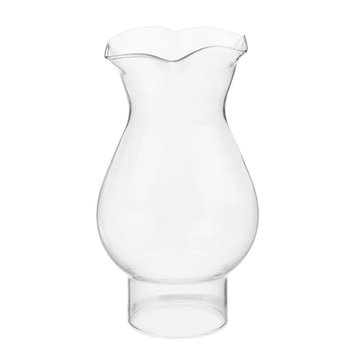 Toyvian Vintage Glass Lamp Globe Replacement for Kerosene Oil Lanterns Trumpet-Shaped Rolled Edge Lampshade for Antique Oil Lamps Decorative Clear Glass Shade for Home and Wall Lighting