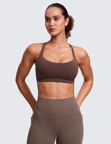 Image of CRZ YOGA Naked Feeling Strappy Sports Bras for Women - Criss Cross Back Wireless Padded Cami Yoga Workout Top