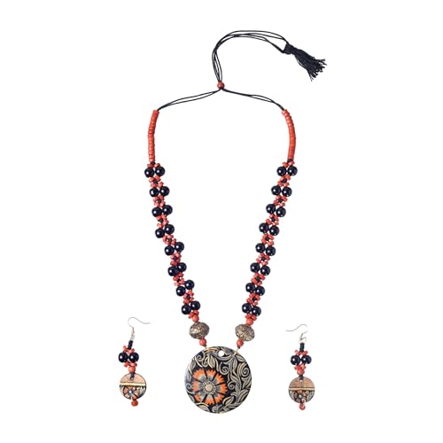 Image of AAKRITI ART CREATIONS Handcrafted Women's Jewelry Set - Ethnic Necklace and Earrings, Fashion Accessories for Special Occasions & Celebrations