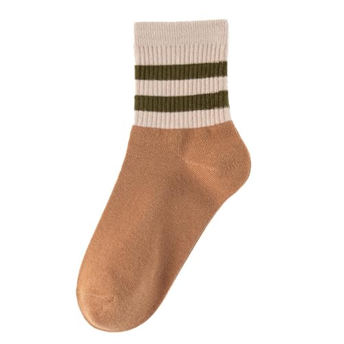 MEIYIYA Chaussettes Chaussettes pour Femmes Chaussettes À Tube À Rayures Sports Chaussettes De Coton Décontractées-café-32-39