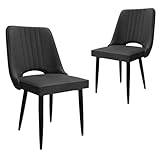 Cavabien Esszimmerstühle, Stühle Esszimmer Stoff mit Hoher Rückenlehne, Küchenstühle Modern mit Metallfüßen, Gepolsterter Esstisch Stühle Geeignet (2, Dunkelgrau)