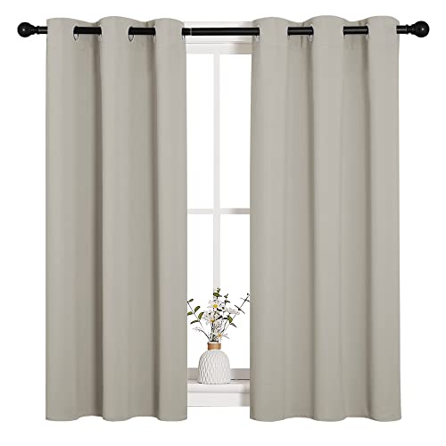 Image of NICETOWN Room Darkening Short Curtain Panels for Cafe, Thermal Insulated Grommet Room Darkening Draperies /Drapes for Window (Natural, 2 Panels, W34 x L45 -inch)
