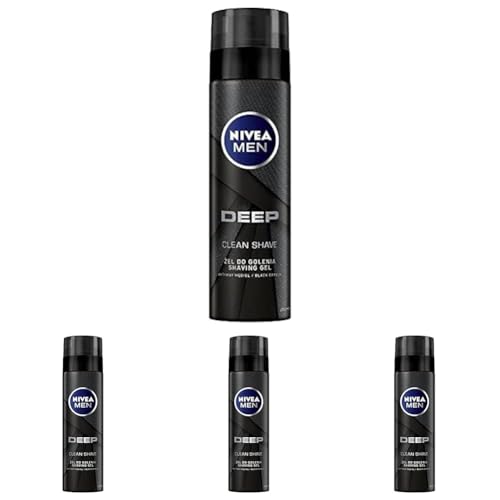 NIVEA MEN Deep Rasiergel für Männer mit Aktivkohle 200 ml (Packung mit 4)