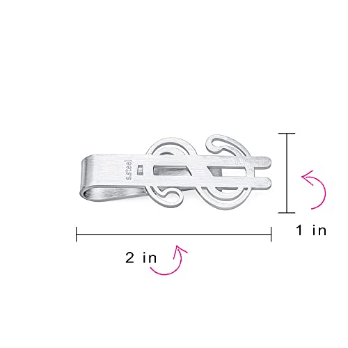 Bling Jewelry Personalized Engravable Dollar Sign Large Wide Strong $ Men Money Clip Card Holder for Men Teens Father Brushed Silver Tone Stainless Steel Customizable4