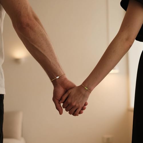 Birthstone Gold Bracelets for Women Girls Non Tarnish - Trendy Dainty 14K Gold Plated Bracelet Friendship CZ Bracelets Anniversary Birthday Gifts for Mom Girlfriend4