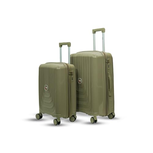 American Traveller UrbanGlide Premium Polypropylene Luggage 2 Pcs Set Expandable Hard Shell Suitcase with TSA Type Lock & Silent Spinner Wheels Travel Trolley Bag for Urban Adventures (2, Khaki)