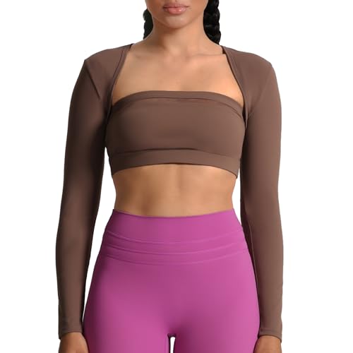 Image of Aoxjox Women's Lexi Lined Bolero Shrug | workout long sleeve,waist-defining cropped fit,open front cardigan,buttery soft fabric,layering,yoga,gym,daily wear