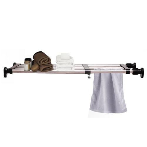 Hershii Expandable Closet Tension Shelf Rod Adjustable Metal Storage Rack Cabinet Organizer DIY Divider Separator Shelves for Wardrobe Cupboard Kitchen Bathroom, Black, 23.62-39.37inches by Hershii - Used condition - US$24.68