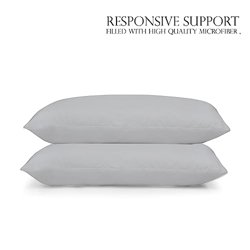 Image of Microfiber Pillow Set of 2 for Sleeping - 17x27 Inches, Light Grey
