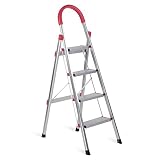 Step Ladder, 4 Step Stools for Adults, Lightweight Portable & Collapsible Aluminum Ladder, 330 Lbs L