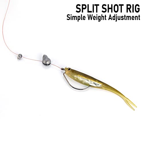 Dr.Fish 100 Pack Removable Split Shot Weights Lead Fishing Sinkers Fly Fishing Line Sinkers Reuseable Clip On Weights Freshwater Saltwater Size 3/0, 1/30oz